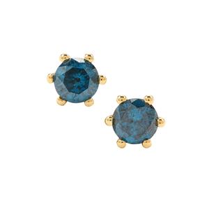 1/3ct Blue Diamonds 9K Gold Earrings 