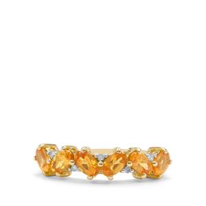 Namibian Mandarin Garnet & Diamond 9K Gold Ring ATGW 1.80cts