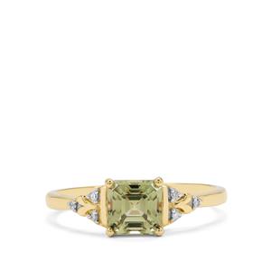 Asscher Cut Csarite® & Diamond 9K Gold Ring ATGW 1.35cts