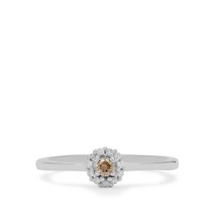 1/8ct Champagne & White Diamond Sterling Silver Ring 
