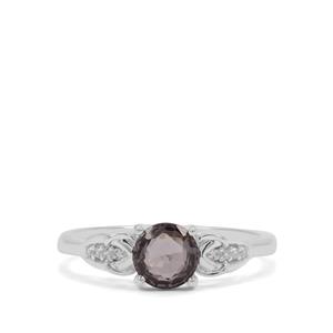 Burmese Purple Spinel & White Zircon Sterling Silver Ring ATGW 1.03cts