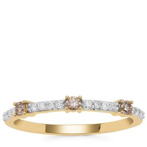 Champagne Diamond Ring with White Diamond in 9K Gold 0.26ct