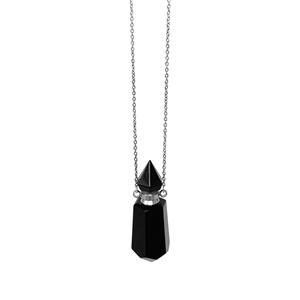 Black Obsidian Perfume Bottle Necklace in Sterling Silver 17.5-19.5" ATGW 63.5cts