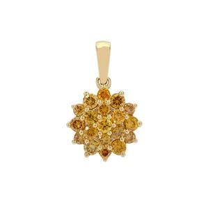 Natural Fire Diamonds Pendant in 9K Gold 0.65cts