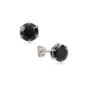 3cts Black Spinel Platinum Plated Sterling Silver Earrings 