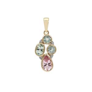 Aquaiba™ Beryl,, Cherry Blossom™ Morganite Pendant with Diamond in 9K Gold 1.55cts