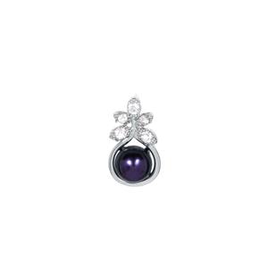 Freshwater Cultured Pearl & White Topaz Sterling Silver Pendant (7mm)