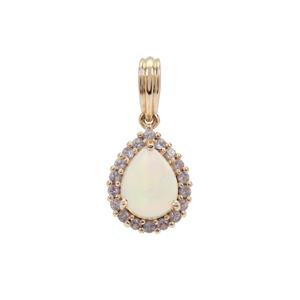Ethiopian Opal Pendant with Tanzanite in 9K Gold 1.40cts