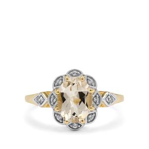 Rose Danburite & White Zircon 9K Gold Ring ATGW 1.75cts