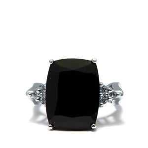 Black Spinel & White Topaz Sterling Silver Ring ATGW 12.46cts