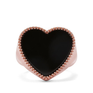 Black Onyx Ring in Rose Gold Plated Sterling Silver 11.50cts