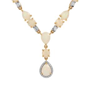 Ethiopian Opal & Diamond 18K Gold Lorique Necklace MTGW 5.02cts