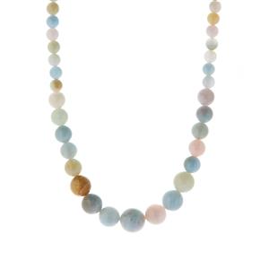 183.60cts Multi-Colour Beryl Sterling Silver Graduated Necklace