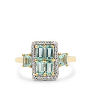 Nigerian Emerald & White Zircon 9K Gold Ring ATGW 1.60cts