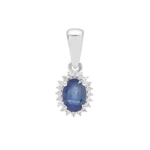Kanchanaburi Sapphire Pendant with White Zircon in Sterling Silver 1.10cts