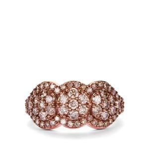 1.5cts Champagne Diamond Rose Gold Tone Sterling Silver Ring