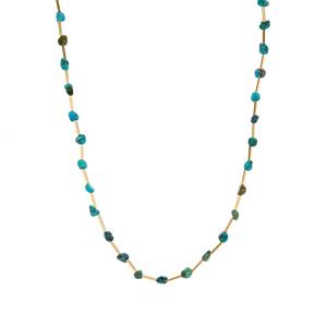 21.90cts Turquoise Gold Tone Sterling Silver Necklace  