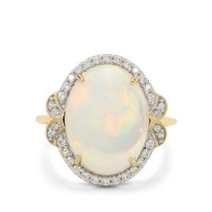 Ethiopian Opal & White Zircon 9K Gold Tomas Rae Ring ATGW 6cts
