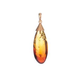 Baltic Ombre Amber (14x33mm) Gold Tone Sterling Silver Pendant