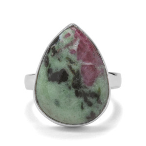 14.19ct Ruby-Zoisite Sterling Silver Indus Valley Ring 