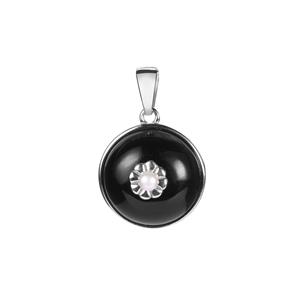 Black Obsidian & Kaori Cultured Pearl Sterling Silver Pendant