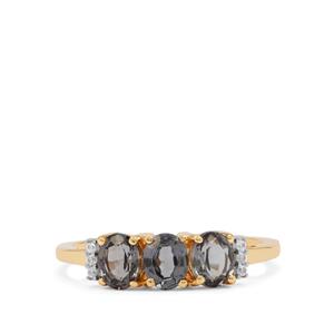 Burmese Grey Spinel Ring with White Zircon in 9K Gold 1.40cts