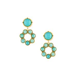 14ct Amazonite Gold Tone Sterling Silver Earrings 