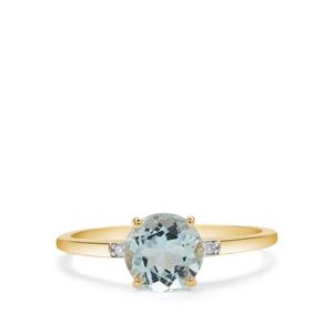 Pedra Azul Aquamarine & Diamond 9K Gold Ring ATGW 1.30cts
