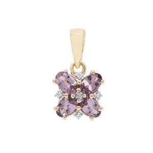 Mahenge Purple Spinel Pendant with White Zircon in 9K Gold 1.04cts