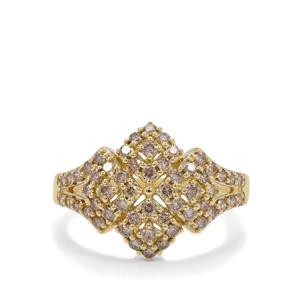 3/4ct Champagne Argyle Diamond 9K Gold Ring