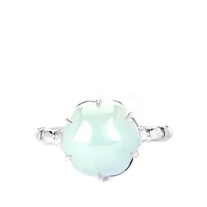 7.50ct Type A Dove Blue Jadeite Sterling Silver Ring
