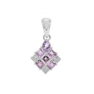 Pau D'Arco Amethyst Pendant with White Zircon in Sterling Silver 1.25cts