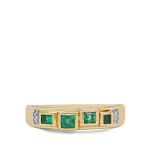 Panjshir Emerald & Diamond 9K Gold Tomas Rae Ring ATGW 0.40ct