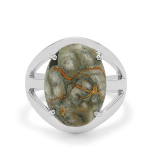 Rainforest Jasper Ring in Sterling Silver 8cts