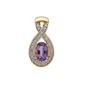 Natural Purple Sapphire & Diamonds 18K Gold Lorique Pendant MTGW 1.15cts