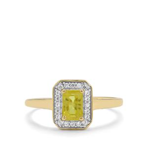 Bang Kacha Sapphire & White Zircon 9K Gold Ring  ATGW 1cts