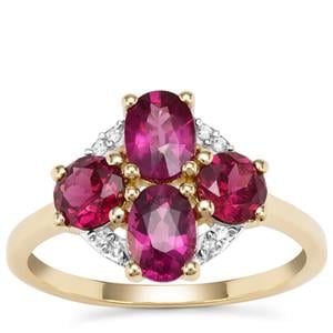 Comeria Garnet Ring with White Zircon in 9K Gold 2.56cts