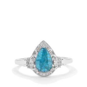 Neon Apatite & White Zircon Sterling Silver Ring ATGW 1.89cts