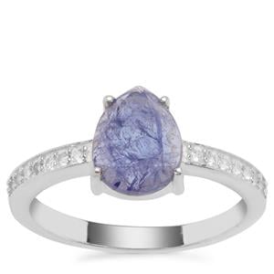 Tanzanite Ring with White Zircon in Sterling Silver 2.01cts