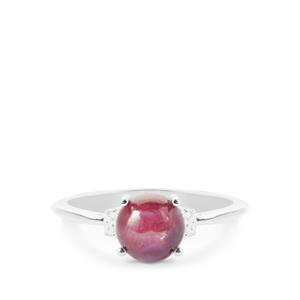  Star Ruby & White Zircon Sterling Silver Ring ATGW 2.66cts