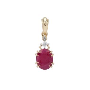John Saul Ruby Pendant with White Zircon in 9K Gold 2.80cts