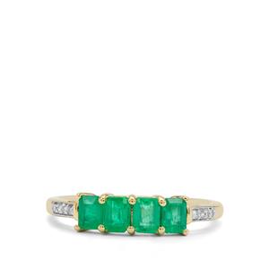 Panjshir Emerald & Diamond 9K Gold Tomas Rae Ring ATGW 0.80ct