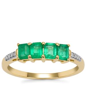 Panjshir Emerald Ring with Diamond in 9K Gold 0.80ct
