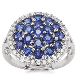 Daha Kyanite Ring with White Zircon in Platinum Plated Sterling Silver 3.71cts
