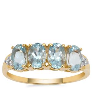 Santa Maria Aquamarine Ring with Diamond in 9K Gold 1.55cts
