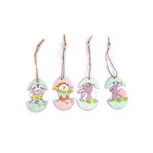 Gem Auras Set of 4 Wooden Easter Decorations with Rose Quartz ATGW 20cts