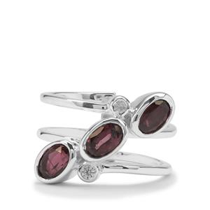 Burmese Pink Spinel & White Zircon Sterling Silver Ring ATGW 2.02cts