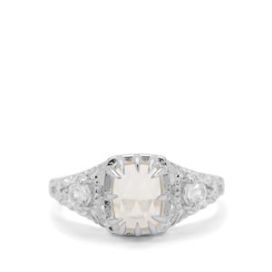 Rose Cut Serenite & White Zircon Sterling Silver Ring ATGW 1.52cts