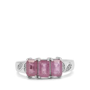 Ilakaka Hot Pink Sapphire & White Zircon Sterling Silver Ring ATGW 2.50cts (F)