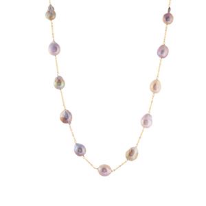 Baroque Fireball Pearl Station Necklace (15 x 12mm)